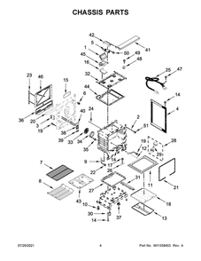 Chassis Parts Diagram and Parts List for WEG745H0FS2  Whirlpool Range
