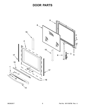 05 - DOOR PARTS Diagram and Parts List for YWFE745H0FH1  Whirlpool Range