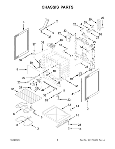 Chassis Parts Diagram and Parts List for WFE515S0JB4  Whirlpool Range