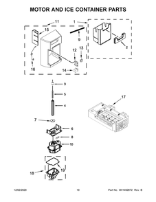 Motor And Ice Container Parts Diagram and Parts List for KRSC703HPS01  Whirlpool Refrigerator
