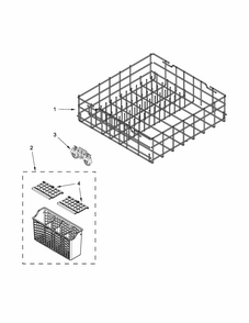 Lower Rack Parts Diagram and Parts List for 66514313N411  Kenmore Dishwasher