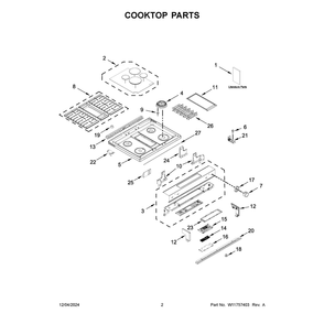 Cooktop Parts Diagram and Parts List for KSDG950ESS8  KitchenAid Range