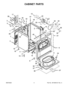 Cabinet Parts Diagram and Parts List for WED500RLW0  Whirlpool Dryer