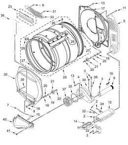 Bulkhead Parts Diagram and Parts List for MDE20PDFYW0  Whirlpool Dryer