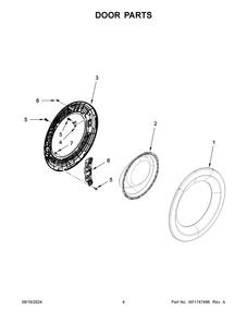 03 - Door Parts Diagram and Parts List for WFW5720RR0  Whirlpool Washer