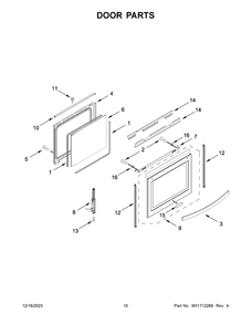 Door Parts Diagram and Parts List for WFG975H0HV6  Whirlpool Range