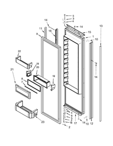 Refrigerator Door Parts Diagram and Parts List for KBSN602EPA00  KitchenAid Refrigerator