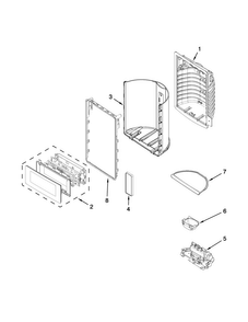 Dispenser Front Parts Diagram and Parts List for WRX988SIBE01  Whirlpool Refrigerator