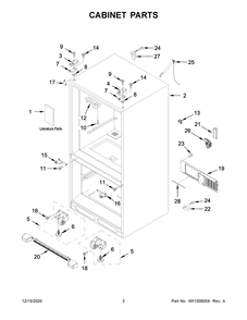 Cabinet Parts Diagram and Parts List for WRF532SMHZ04  Whirlpool Refrigerator