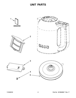 02 - Unit Parts Diagram and Parts List for 5KEK1722SAC0  KitchenAid Dishwasher