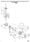 BRAKE, CLUTCH, GEARCASE, MOTOR AND PUMP Diagram and Parts List for KAWE770BWH1  KitchenAid Washer