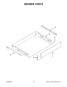 Drawer Parts Diagram and Parts List for YKFEG500ESS8  KitchenAid Range