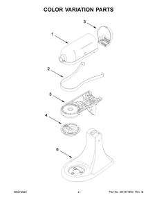 Color Variation Parts Diagram and Parts List for KSM192XDER5  KitchenAid Mixer