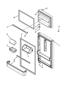 Door Parts Diagram and Parts List for W8RXEGMWD02  Whirlpool Refrigerator