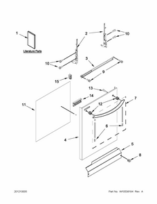 Door And Panel Parts Diagram and Parts List for 66512093K210  Kenmore Dishwasher