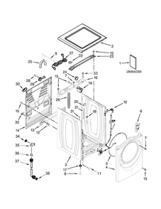 Top And Cabinet Parts Diagram and Parts List for 7MWFW87HEDC0  Whirlpool Washer