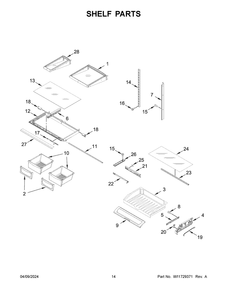 Shelf Parts Diagram and Parts List for WRF555SDFZ19  Whirlpool Refrigerator
