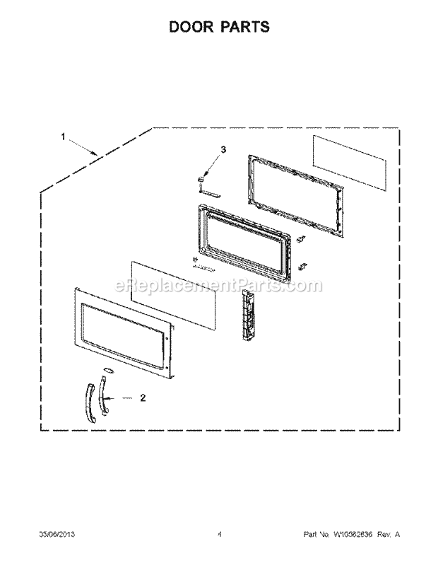 Door Parts Diagram and Parts List for WMH32517AB2  Whirlpool Microwave