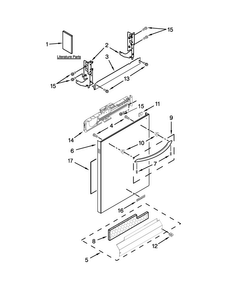 Door And Panel Parts Diagram and Parts List for KDTE334DSS1  KitchenAid Dishwasher