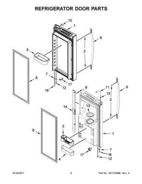 05 - Refrigerator Door Parts Diagram and Parts List for WRF555SDFZ03  Whirlpool Refrigerator