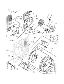 Bulkhead Parts Diagram and Parts List for 7MWGD1900EW1  Whirlpool Dryer