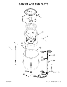 Basket And Tub Parts Diagram and Parts List for 7MWTW5521BW1  Whirlpool Washer