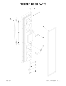 Freezer Door Parts Diagram and Parts List for WRS331FDDM01  Whirlpool Refrigerator