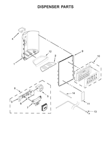 Dispenser Parts Diagram and Parts List for WRS576FIDM02  Whirlpool Refrigerator