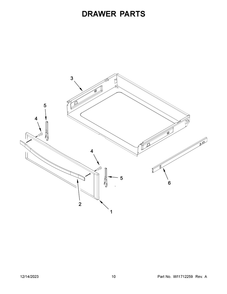 Drawer Parts Diagram and Parts List for YWFE745H0FH6  Whirlpool Range