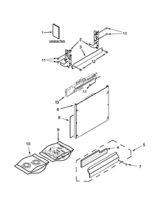 Door Panel Parts Diagram and Parts List for KUDE48FXPA6  KitchenAid Dishwasher