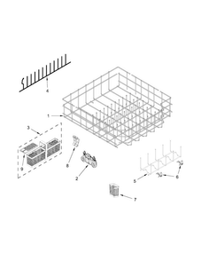 Lower Rack Parts Diagram and Parts List for KDFE304DSS1  KitchenAid Dishwasher
