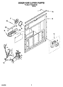 DOOR AND LATCH PARTS Diagram and Parts List for GU630XTLQ0  Whirlpool Dishwasher
