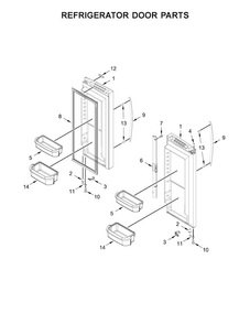 Refrigerator Door Parts Diagram and Parts List for WRF535SMHB00  Whirlpool Refrigerator