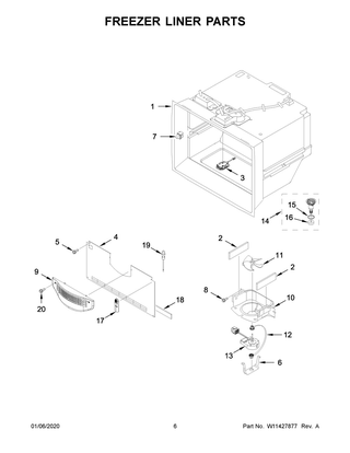 Freezer Liner Parts Diagram and Parts List for WRX986SIHZ01  Whirlpool Refrigerator