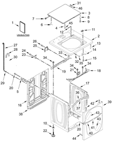 Top And Cabinet Parts Diagram and Parts List for MAT24PDAGW0  Whirlpool Washer