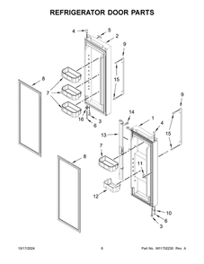 04 - Refrigerator Door Parts Diagram and Parts List for WRFA60SFHZ05  Whirlpool Refrigerator