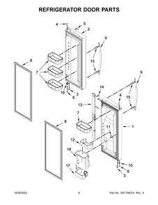 Refrigerator Door Parts Diagram and Parts List for WRFA60SMHZ03  Whirlpool Refrigerator