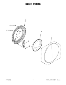 Door Parts Diagram and Parts List for 8TWFC6820LC0  Whirlpool Washer Dryer Combo