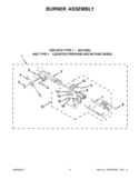 BURNER ASSEMBLY Diagram and Parts List for WGD8200YW3  Whirlpool Dryer