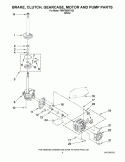 BRAKE, CLUTCH, GEARCASE, MOTOR AND PUMP PARTS Diagram and Parts List for 7MWT96007XQ0  Whirlpool Washer