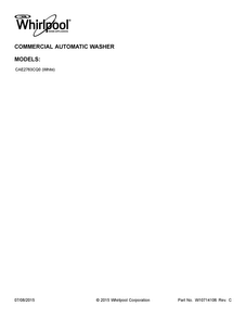 Cover Sheet Diagram and Parts List for CAE2763CQ0  Whirlpool Washer