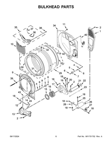 04 - Bulkhead Parts Diagram and Parts List for WGD6720RU0  Whirlpool Dryer