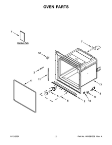Oven Parts Diagram and Parts List for WOS52EM4AS4  Whirlpool Wall Oven