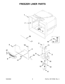 04 - Freezer Liner Parts Diagram and Parts List for WRF767SDHV05  Whirlpool Refrigerator