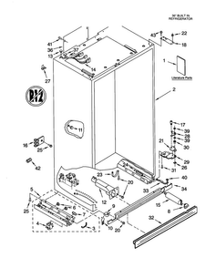 Cabinet Diagram and Parts List for KSSS36QJS00  KitchenAid Refrigerator