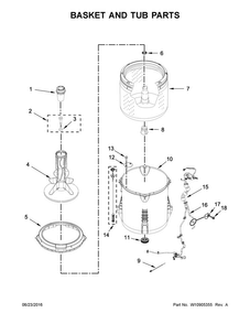 Basket And Tub Parts Diagram and Parts List for 2DWTW4705EW1  Whirlpool Washer