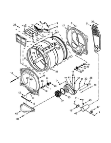 Bulkhead Parts Diagram and Parts List for 7MWGD8000EW2  Whirlpool Dryer