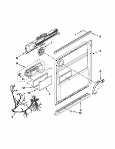 Inner Door Parts Diagram and Parts List for 66513292K116  Kenmore Dishwasher
