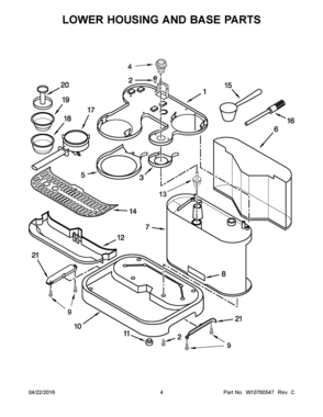03 - LOWER HOUSING AND BASE PARTS Diagram and Parts List for 5KES2102BMS0  Whirlpool Coffee Maker