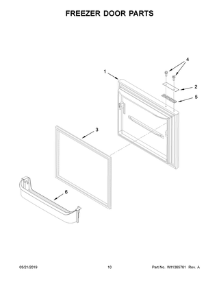 Freezer Door Parts Diagram and Parts List for WRB119WFBM01  Whirlpool Refrigerator